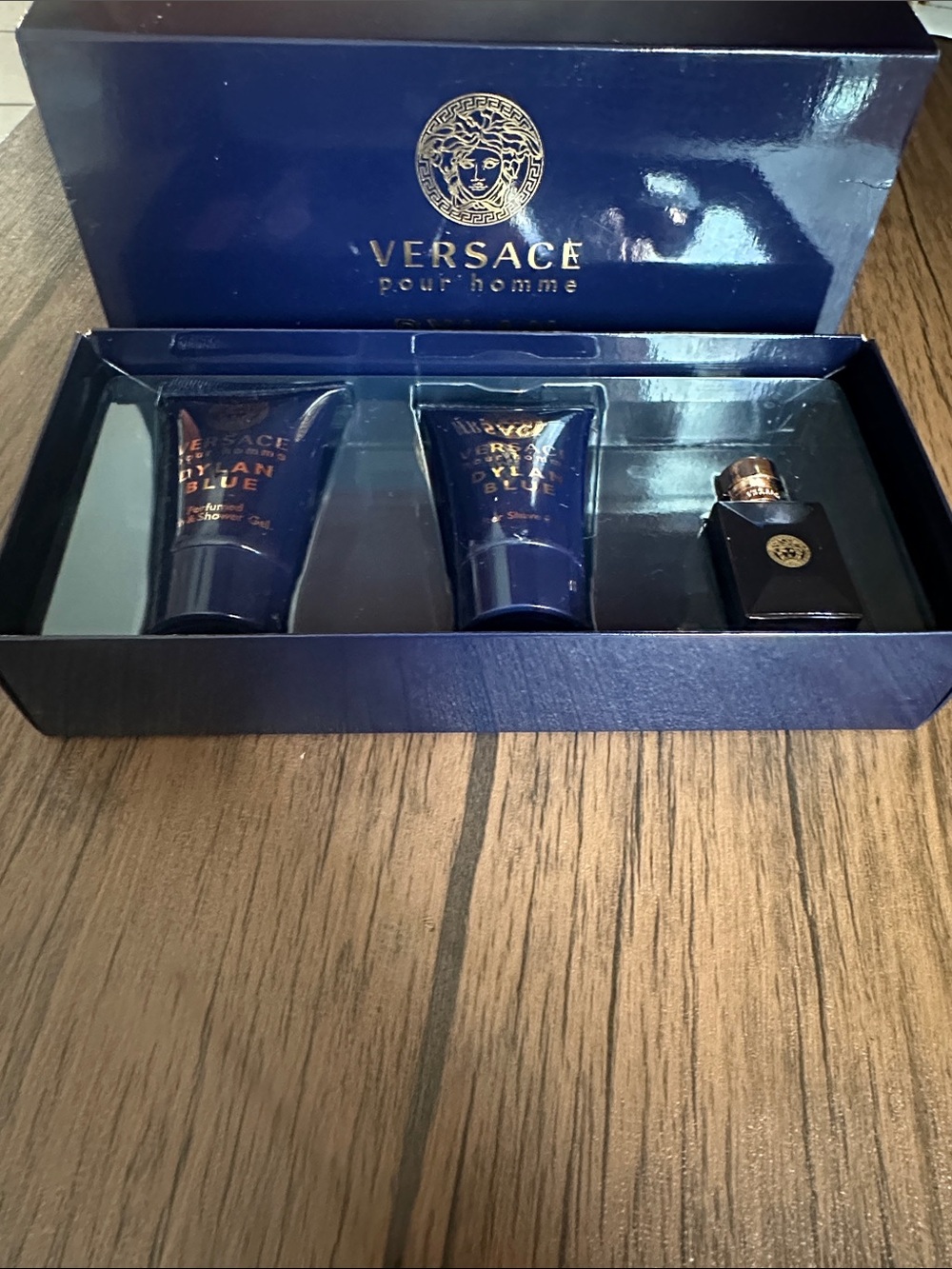 Versace Home Pour Homme Grooming Set - Navy Blue and Gold Accents